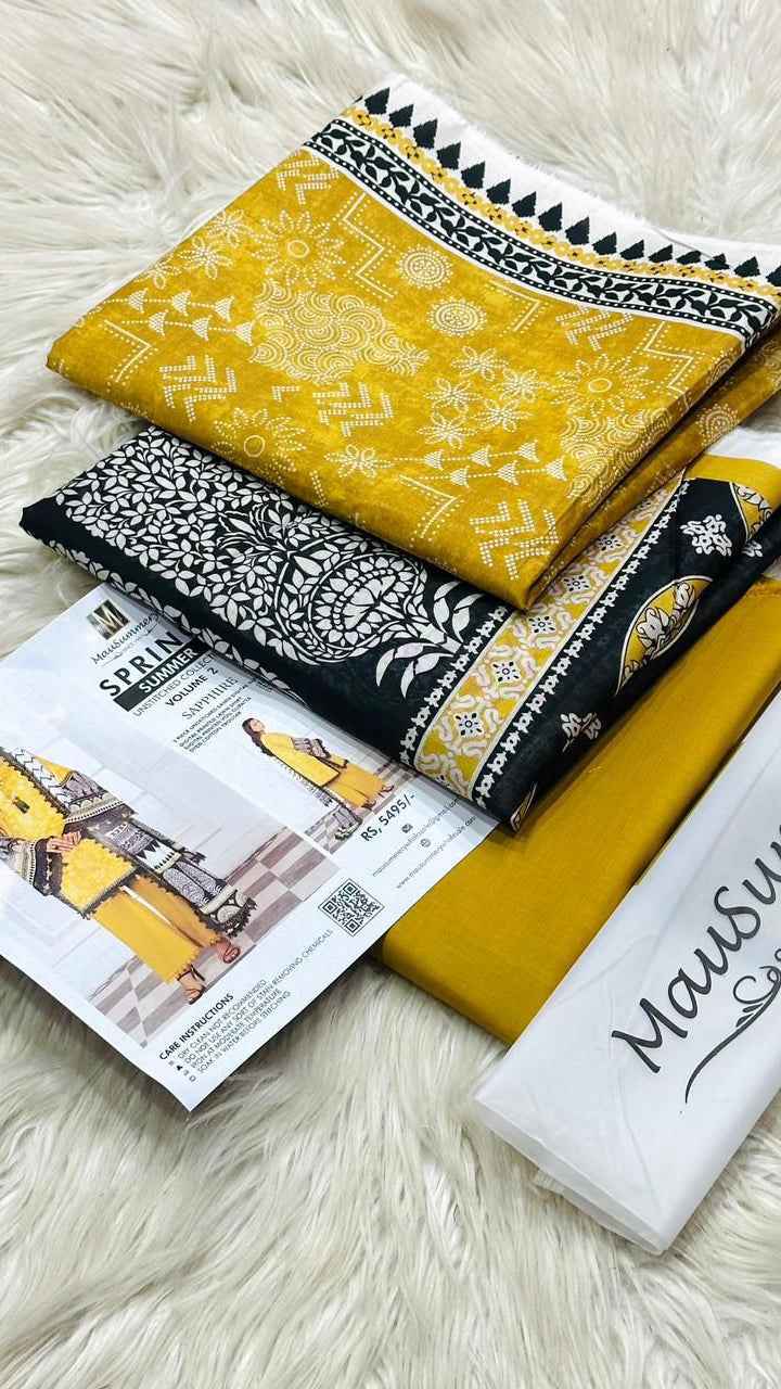 Mausammry Lawn 3PC Printed Suit with Voil Dupatta – Unstitched Summer Collection - Women's Fashion available at Ghar