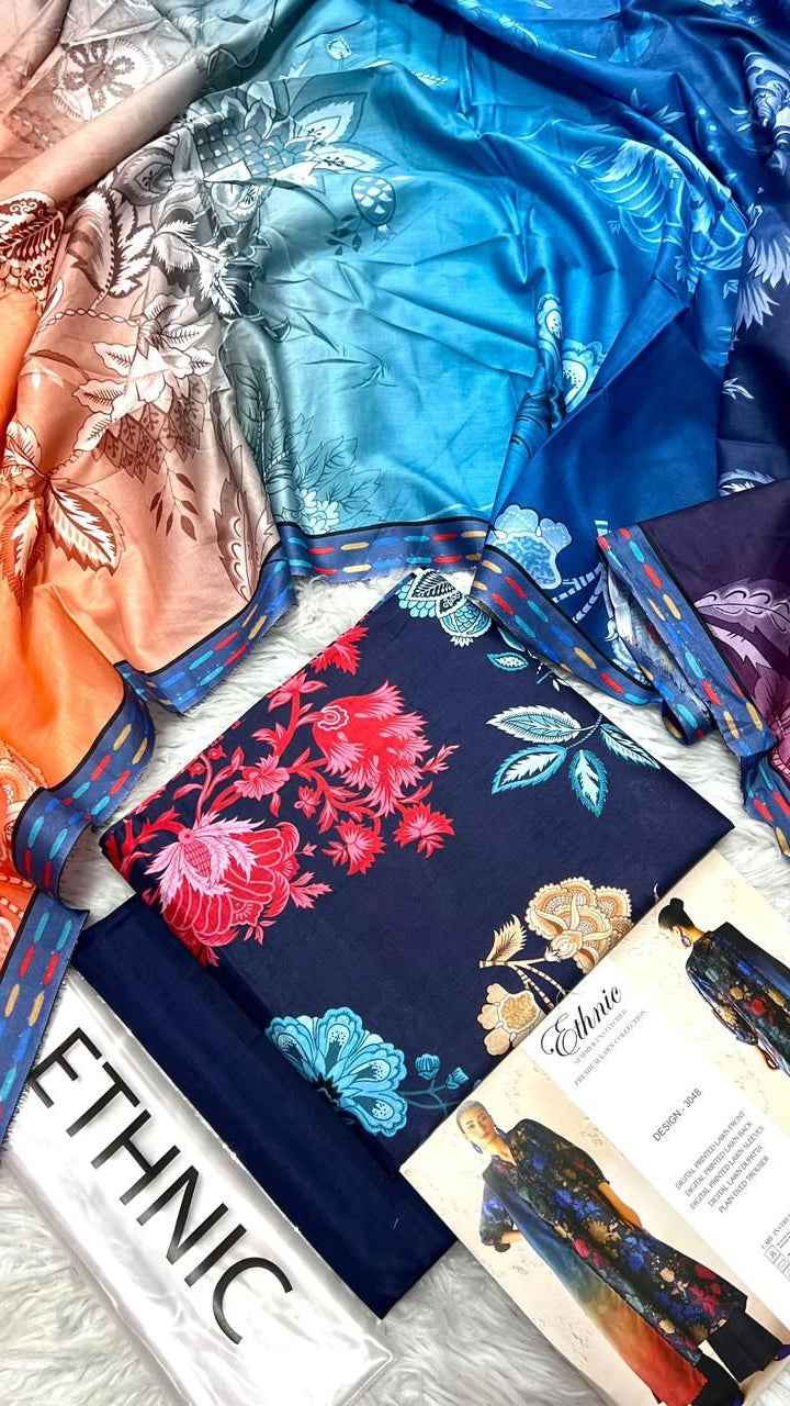 Mix Brand Embroidered Lawn 3PC Suit with Digital Printed Dupatta – Unstitched #0 - Women's Fashion available at Ghar