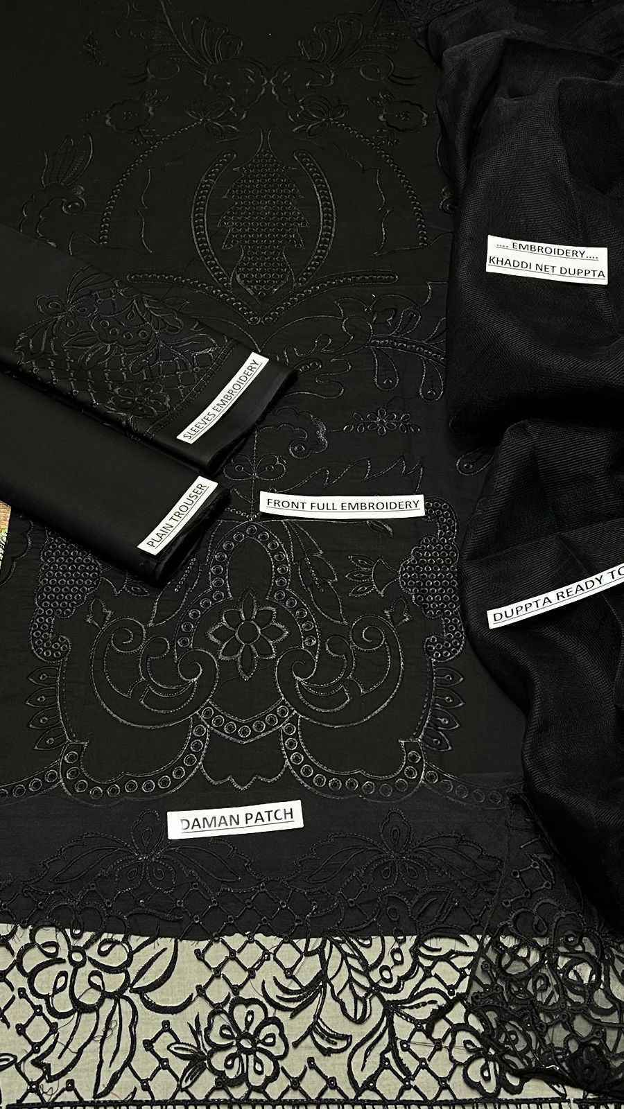 LAAM D#5129 Premium Embroidered Lawn Suit with Ready to Wear Khadi Net Dupatta – - Women's Fashion available at Ghar