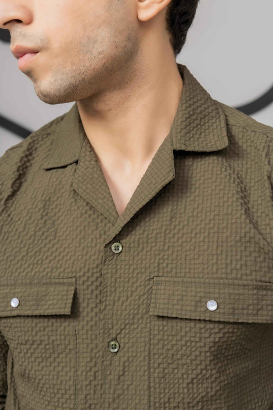 Green Casual Bubble Shirt - Men's Fashion available at Ghar Mart Pakistan