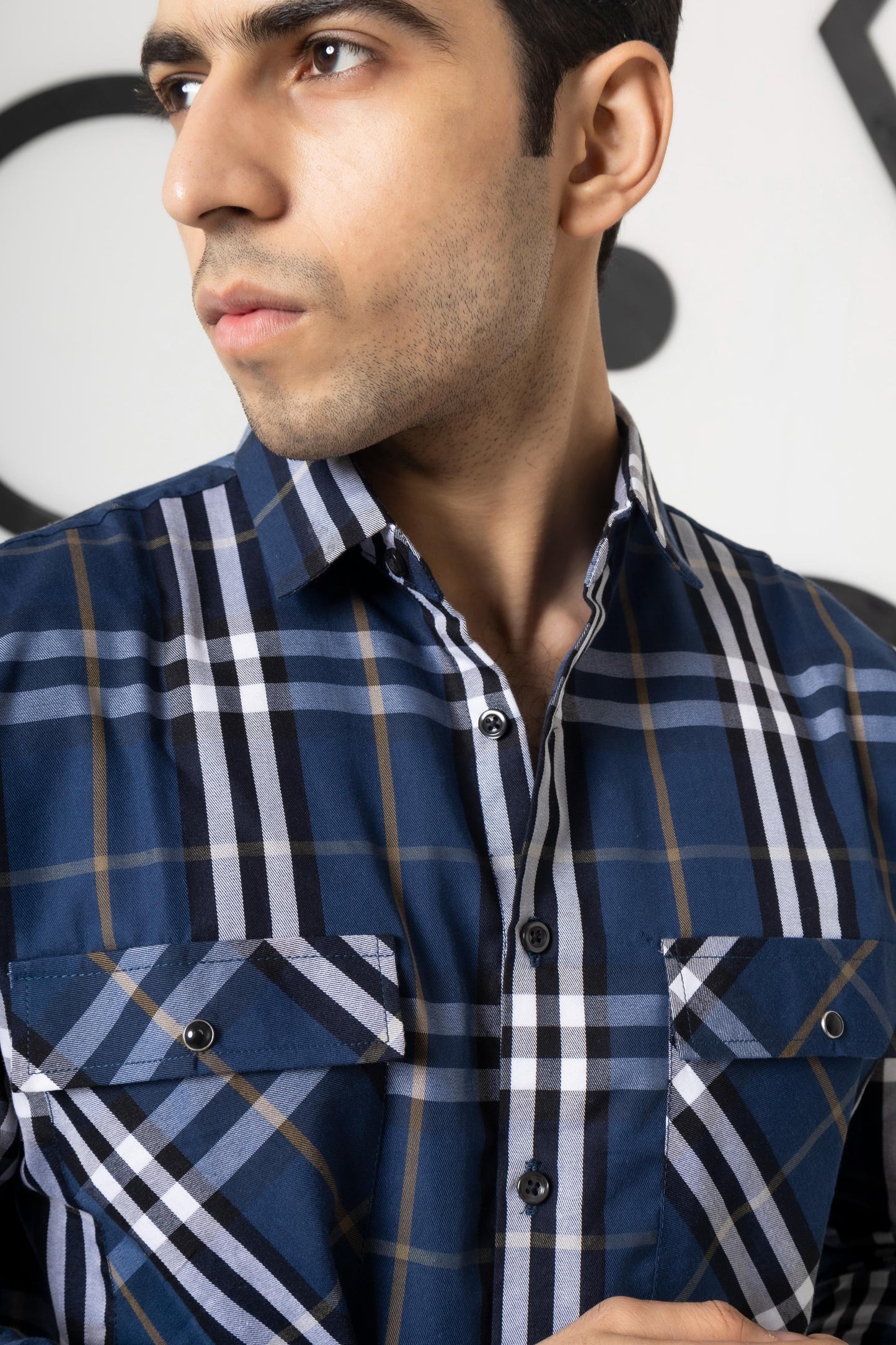 Saphire Blue Check Shirt - Ghar Mart Pakistan