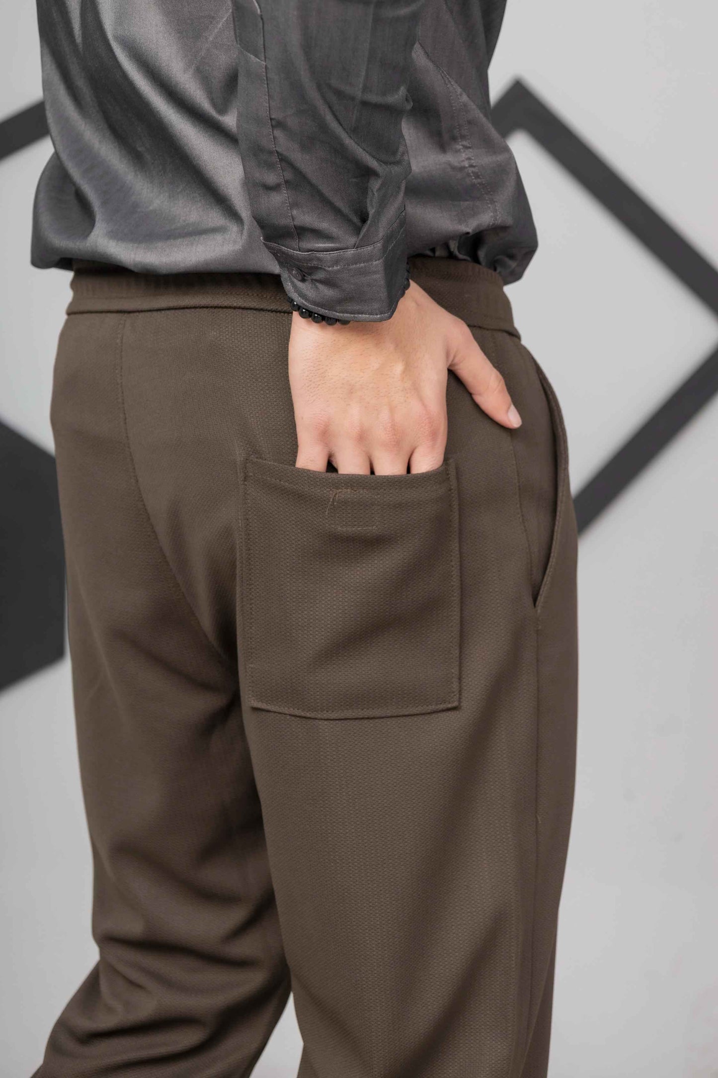 Olive green Dot Front Plated Trouser - Men's Fashion available at Ghar Mart Pakistan