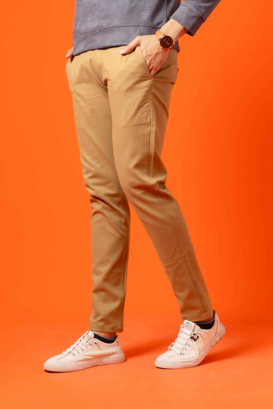 Golden Khaki Cotton Pant Regular Fit - Men's Fashion available at Ghar Mart Pakistan