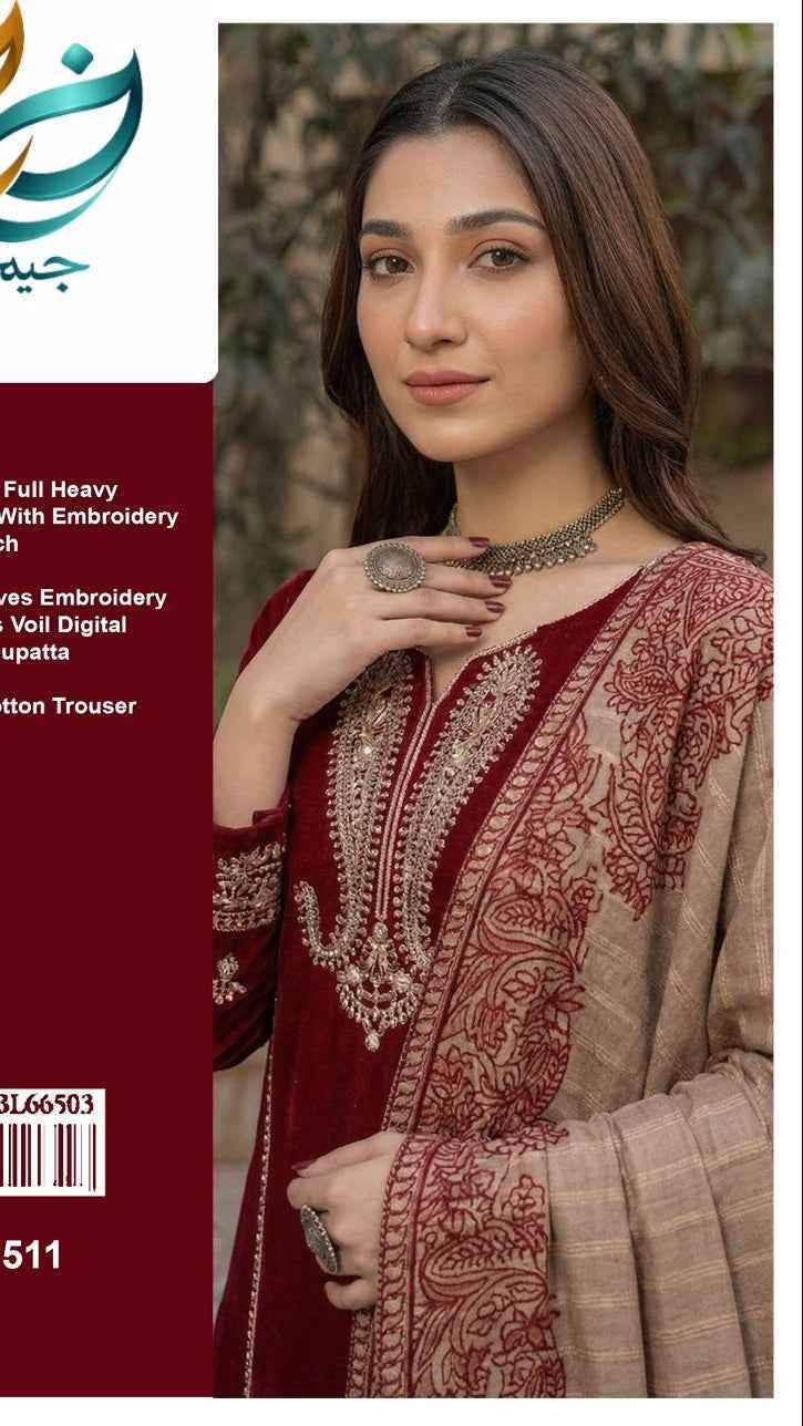 JN D#1511 Premium Embroidered Lawn Suit with Dooria Dabi Printed Dupatta – Unsti - Women's Fashion available at Ghar
