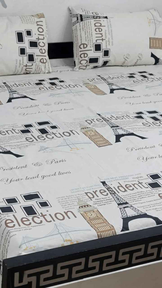 Export Quality Pure Cotton King Size Bedsheet Set with Pillow Covers – Double Be - Home & Living available at Ghar Mart