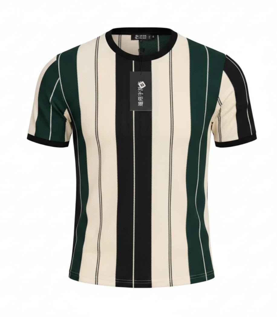 Black + Green Old Money Roundneck T-shirt - Men's Fashion available at Ghar Mart Pakistan
