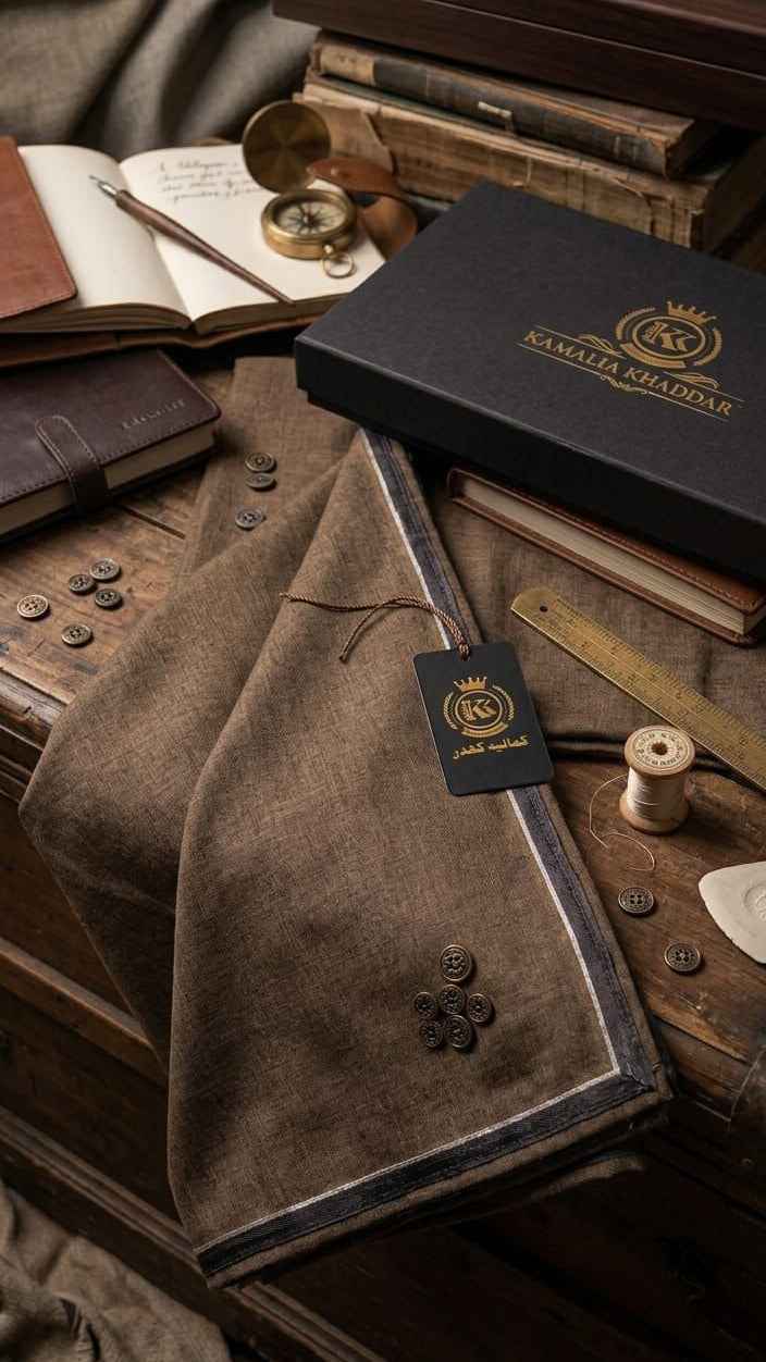 Premium Kamalia Khaddar Men’s Unstitched Suit – 7 Meter Winter Collection #0118 - Men's Fashion available at Ghar Mart