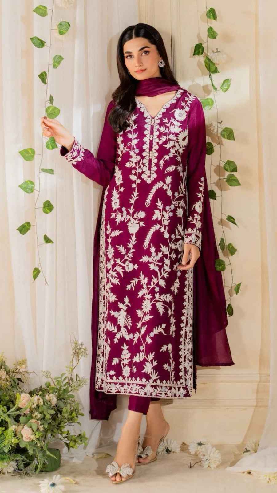 Mirana Code 33 Embroidered Lawn Airjet 3PC Suit with Bamber Lace Dupatta – Unsti - Women's Fashion available at Ghar