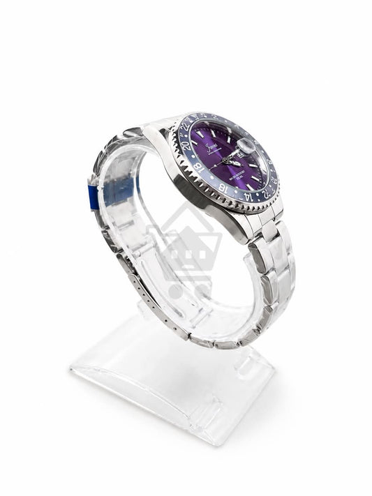 Junos Men’s Stainless Steel GMT Watch – Purple Dial
