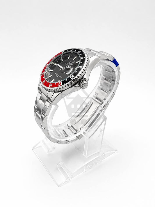 Junos Men’s GMT Watch – Black Dial Red Black Bezel
