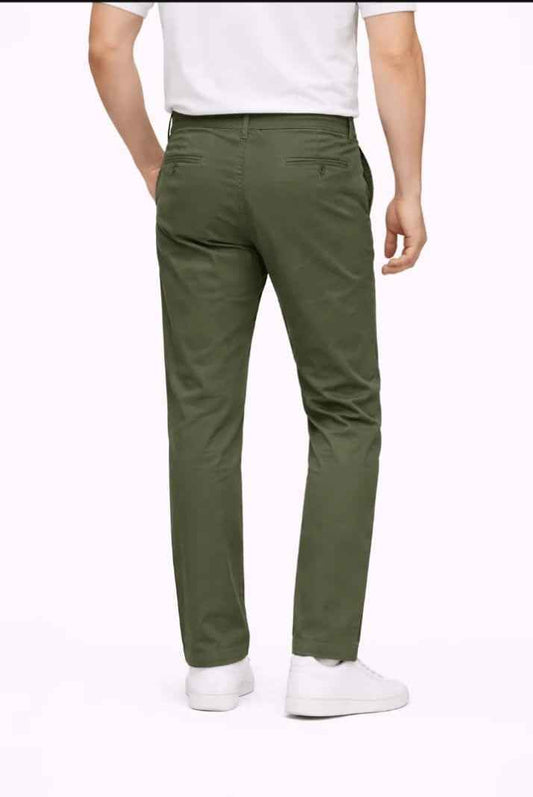 Olive Green Straight Fit Cotton Pant - Men's Fashion available at Ghar Mart Pakistan