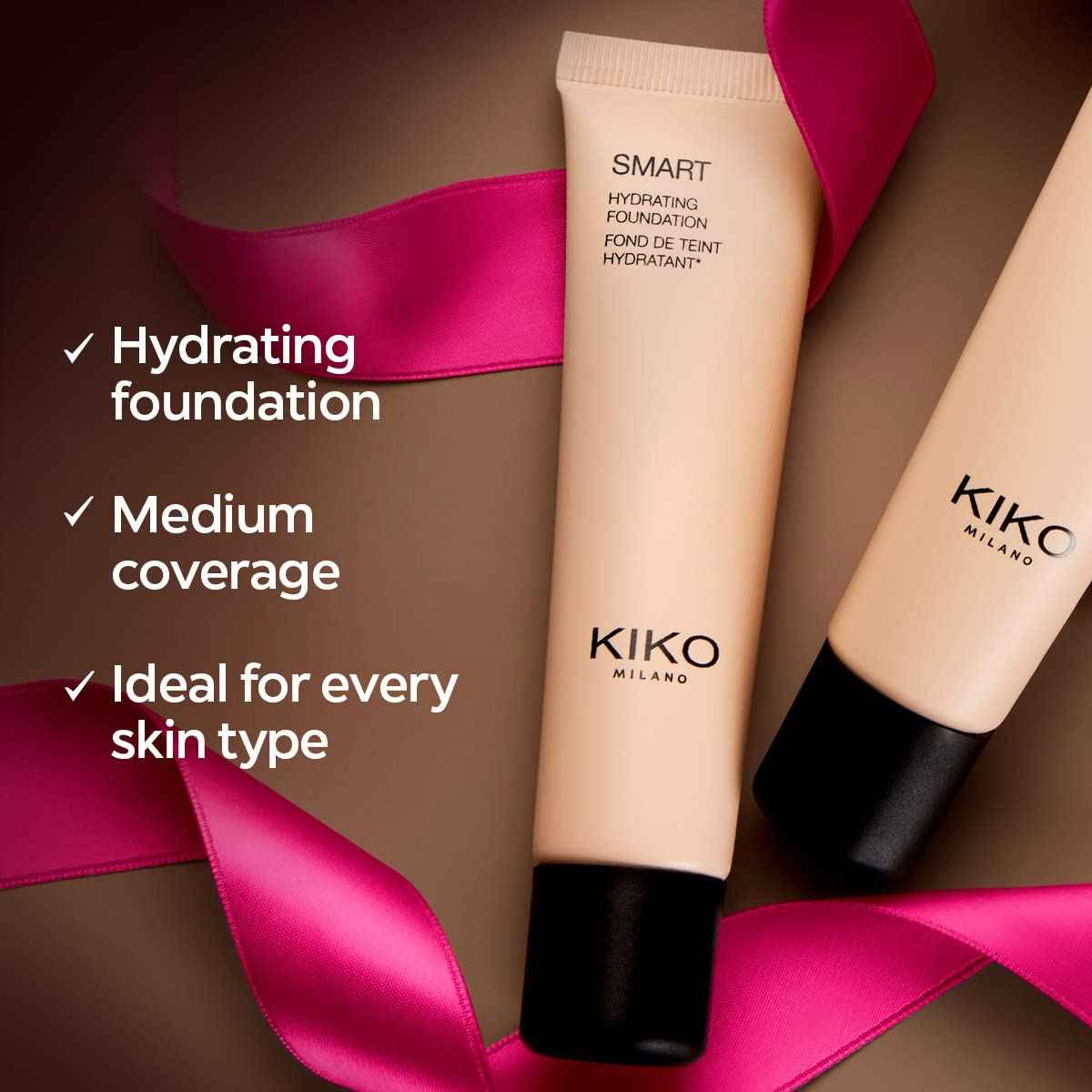 KIKO Milano Smart Hydrating Foundation 30ml – Medium Buildable Coverage with Satin Finish