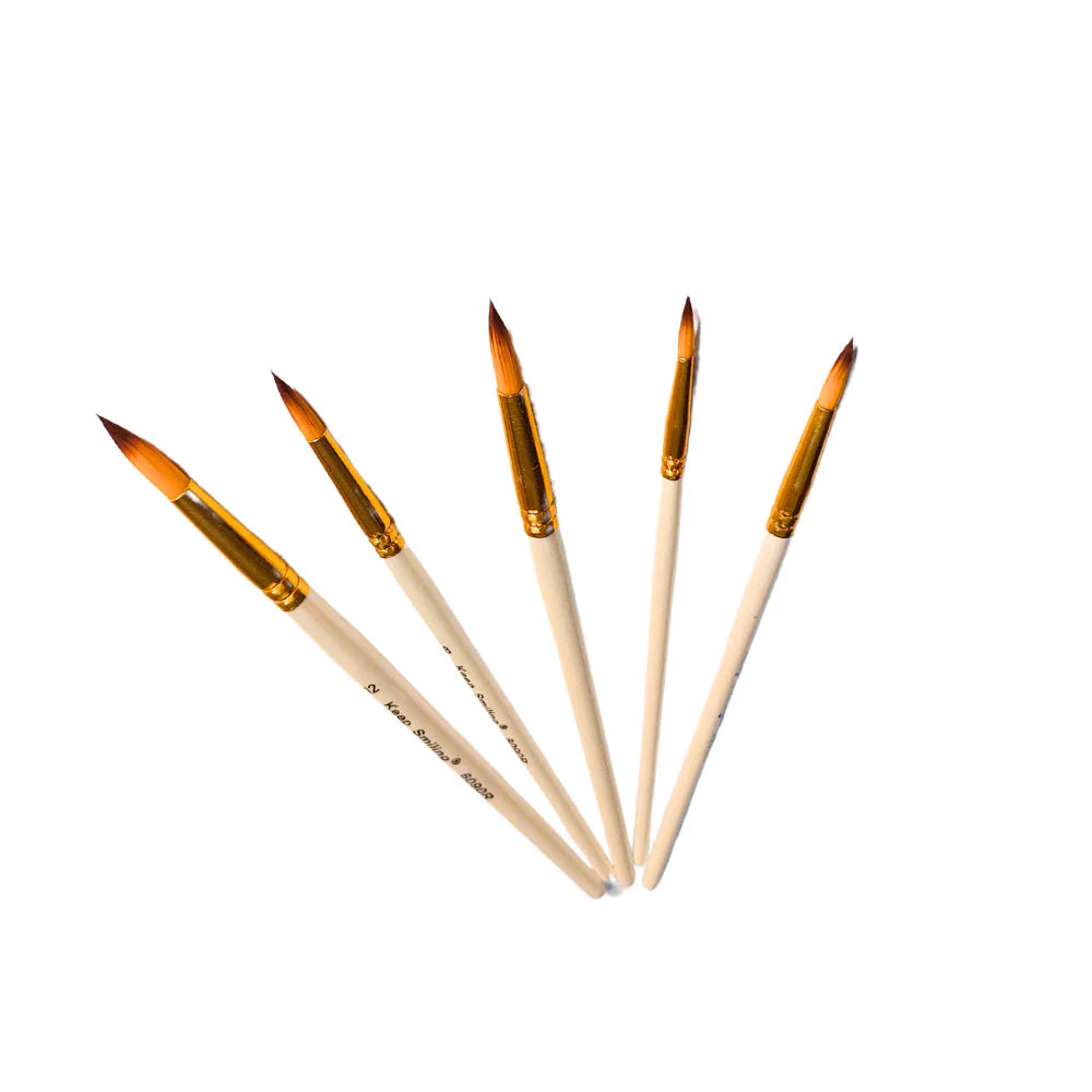 Keep Smiling 5-Piece Artist Paint Brush Set – Versatile Paintbrushes for Acrylic - Painting Brushes available at Ghar