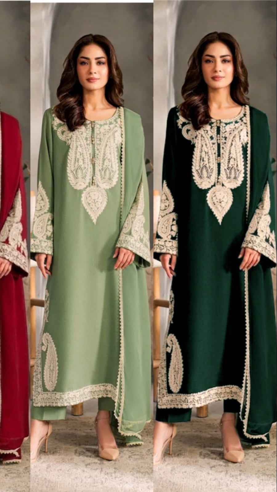 Ghar Mart Aleena Amir D#1101 Unstitched Embroidered Lawn 3 Piece Suit with Bambe - Women's Fashion available at Ghar