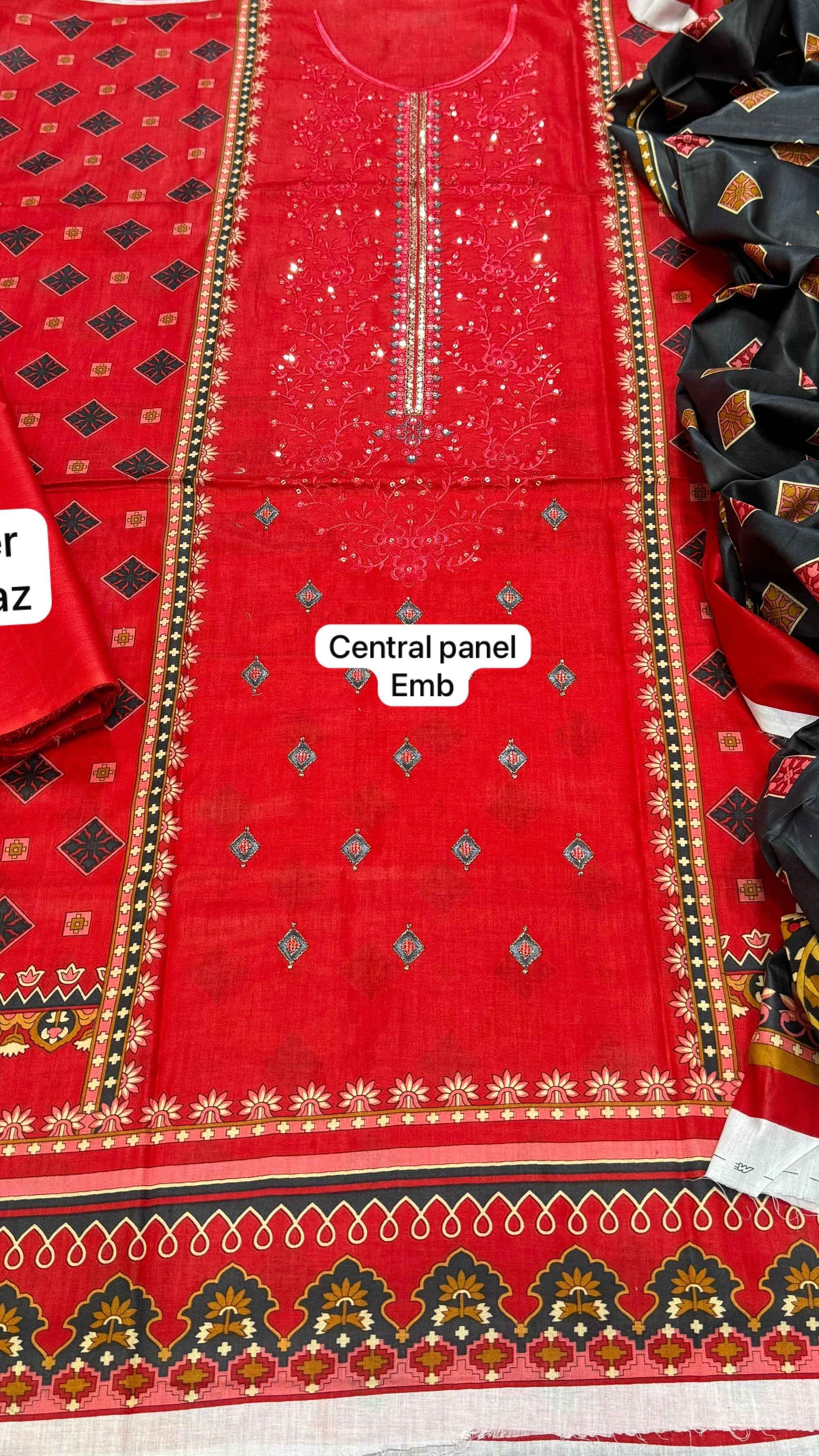 Mix Brand Embroidered Lawn 3PC Suit with Digital Printed Dupatta – Unstitched #0 - Women's Fashion available at Ghar