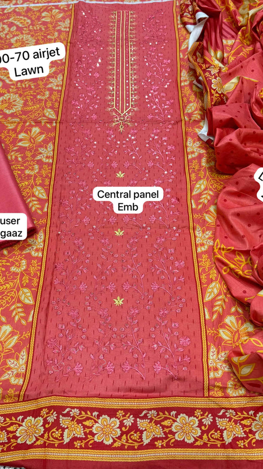 Mix Brand Embroidered Lawn 3PC Suit with Digital Printed Dupatta – Unstitched #0 - Women's Fashion available at Ghar