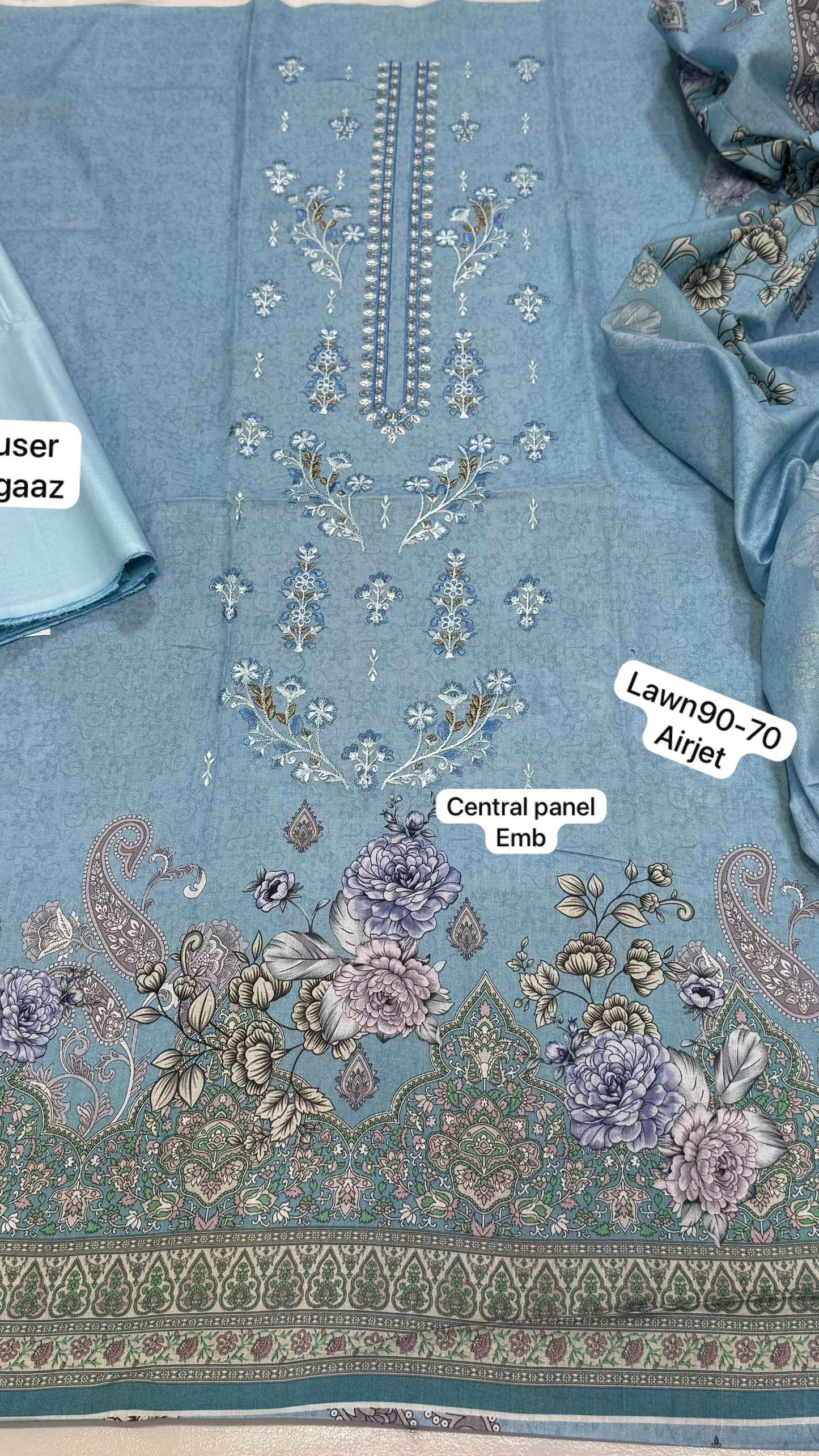 Mix Brand Embroidered Lawn 3PC Suit with Digital Printed Dupatta – Unstitched #0 - Women's Fashion available at Ghar