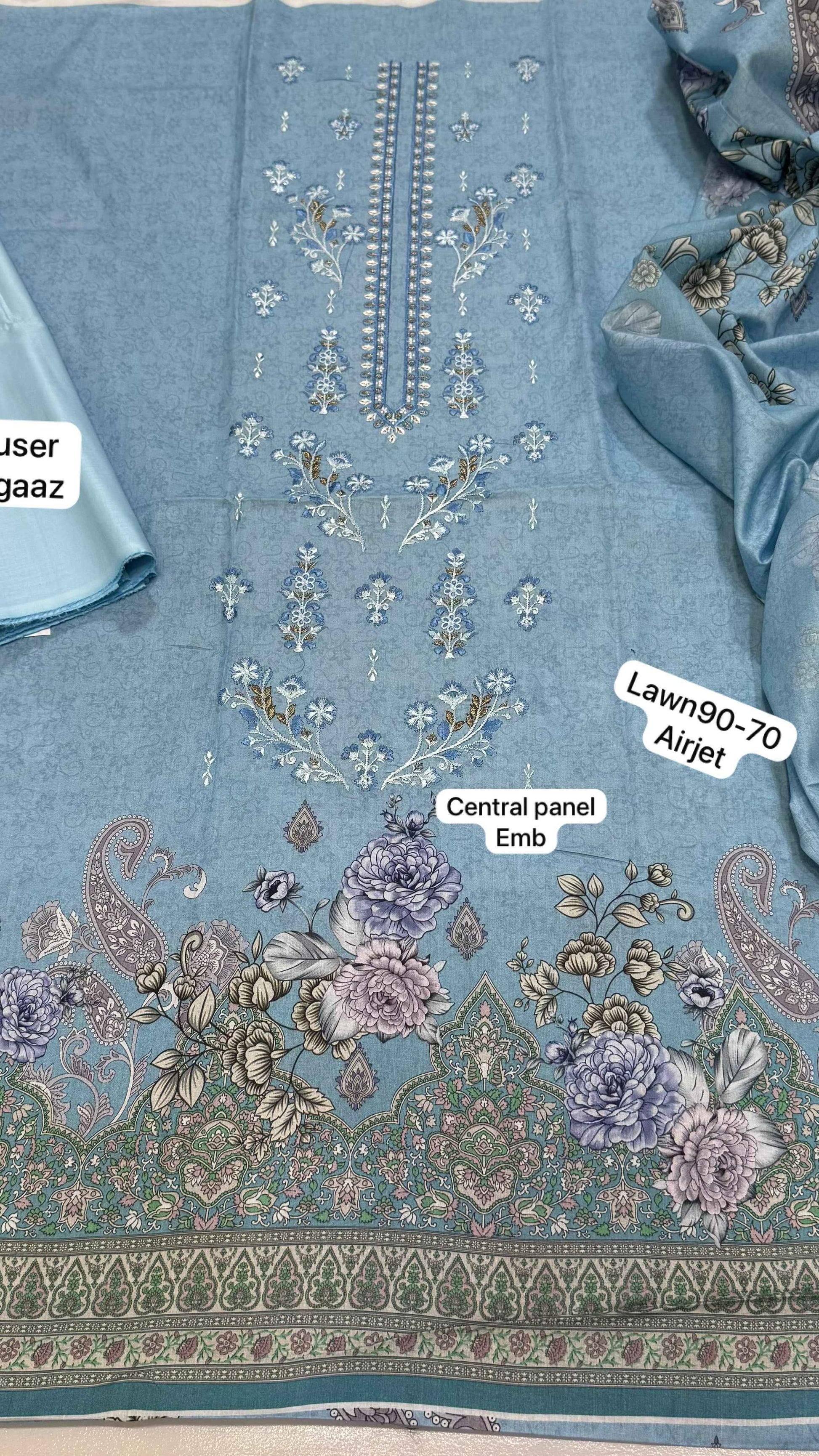 Mix Brand Embroidered Lawn 3PC Suit with Digital Printed Dupatta – Unstitched #0 - Women's Fashion available at Ghar