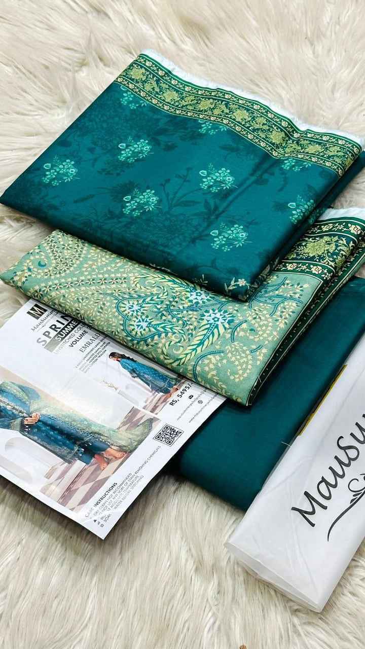 Mausammry Lawn 3PC Printed Suit with Voil Dupatta – Unstitched Summer Collection - Women's Fashion available at Ghar