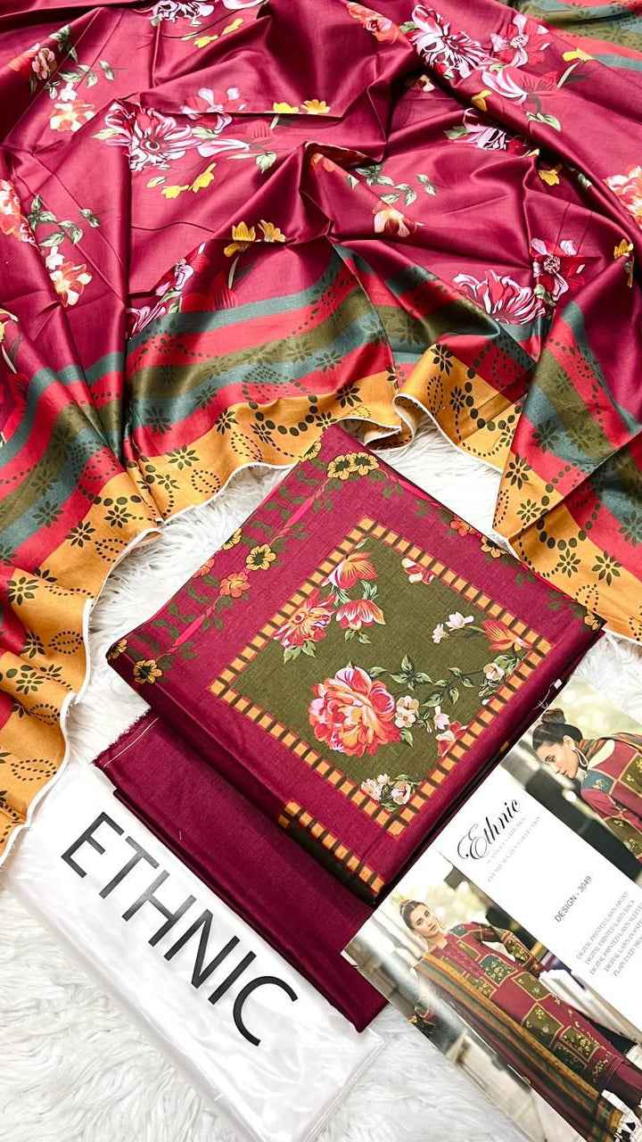 Mix Brand Embroidered Lawn 3PC Suit with Digital Printed Dupatta – Unstitched #0 - Women's Fashion available at Ghar