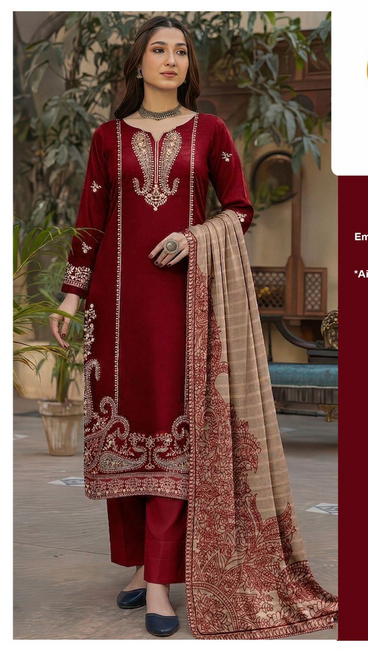 JN D#1511 Premium Embroidered Lawn Suit with Dooria Dabi Printed Dupatta – Unsti - Women's Fashion available at Ghar