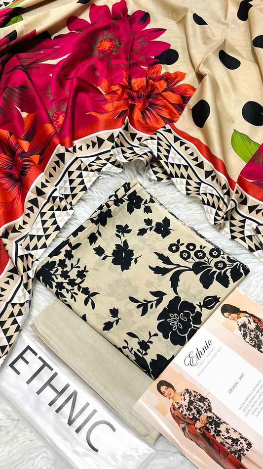 Mix Brand Embroidered Lawn 3PC Suit with Digital Printed Dupatta – Unstitched #0 - Women's Fashion available at Ghar