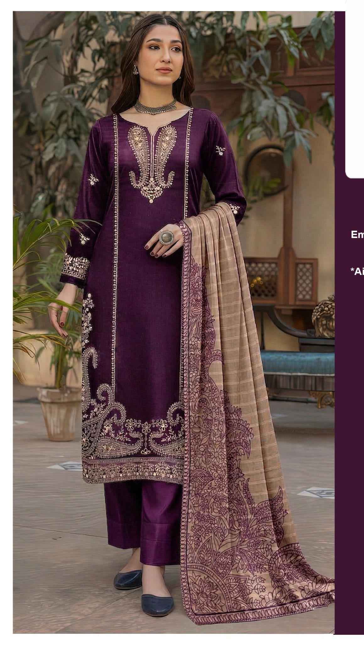 JN D#1511 Premium Embroidered Lawn Suit with Dooria Dabi Printed Dupatta – Unsti - Women's Fashion available at Ghar