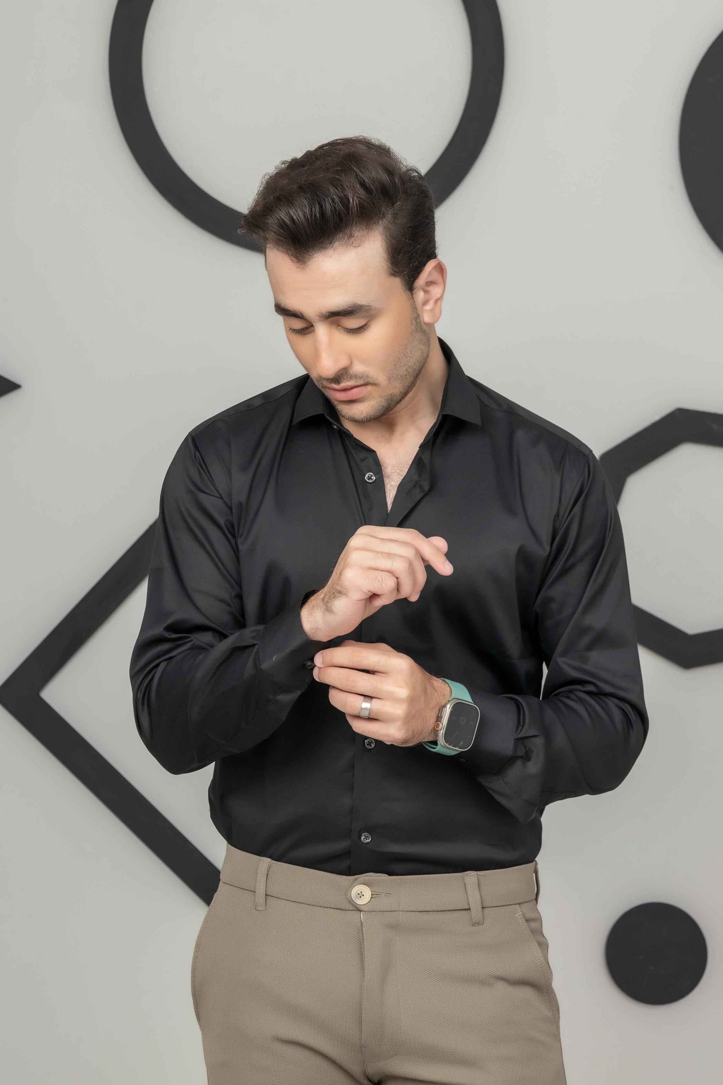 Black Dress Shirt - Men's Fashion available at Ghar Mart Pakistan