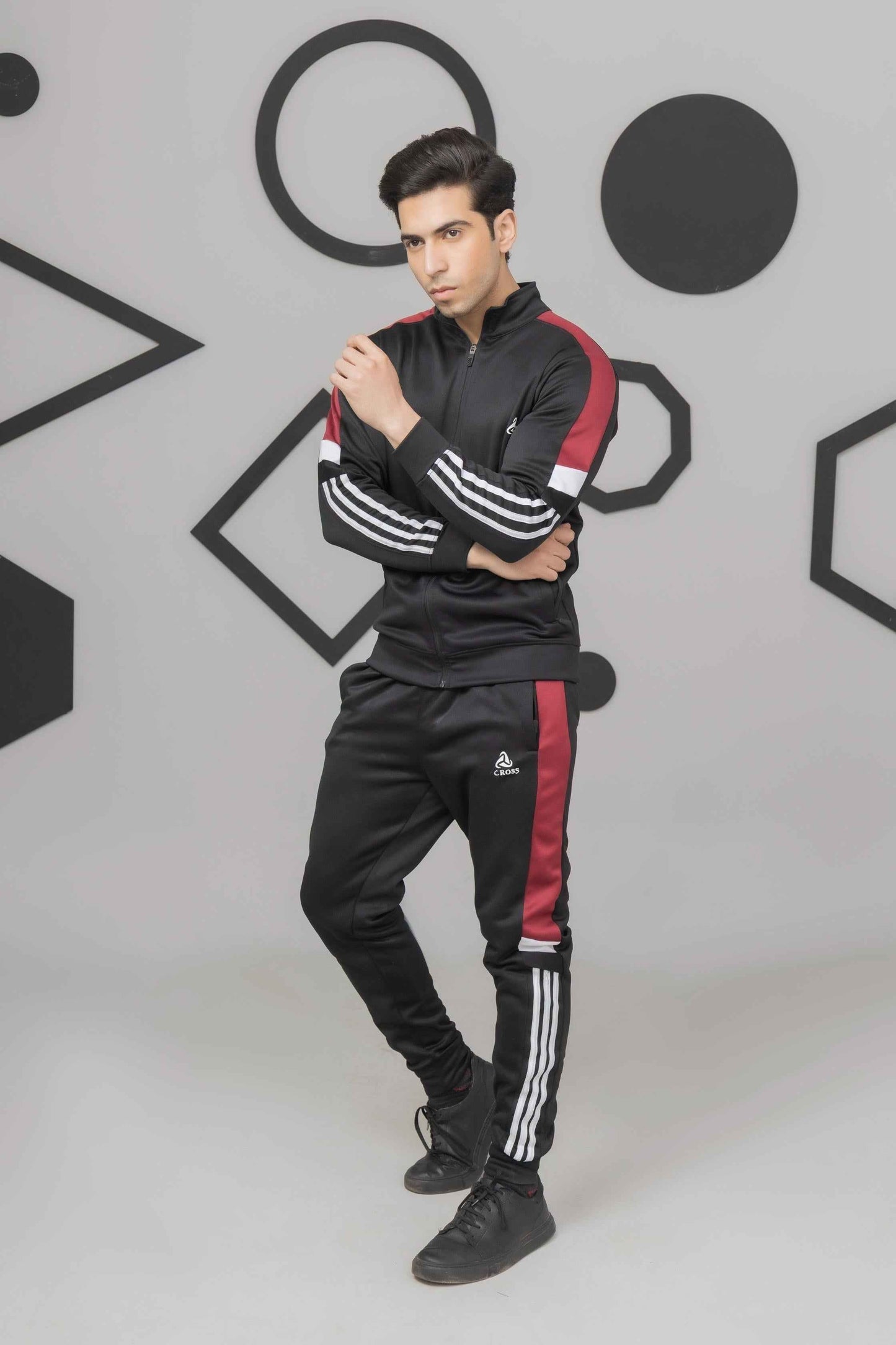 Black & Red Across Tracksuit - Ghar Mart Pakistan