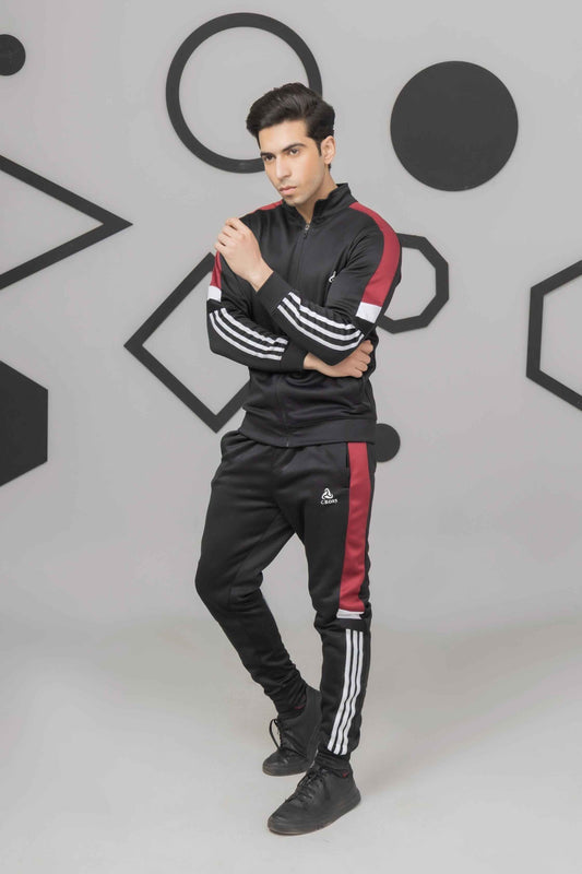 Black & Red Across Tracksuit - Ghar Mart Pakistan