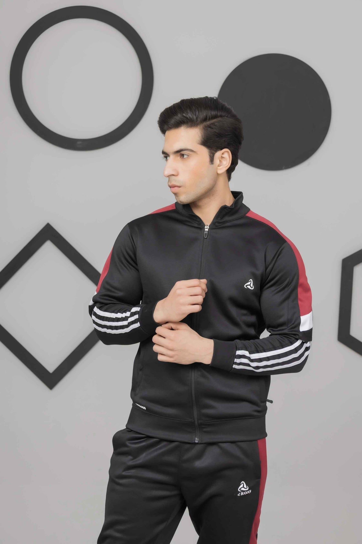 Black & Red Across Tracksuit - Ghar Mart Pakistan