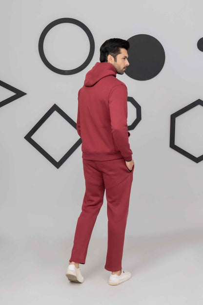 Burgundy Glow Flees Tracksuit - Ghar Mart Pakistan