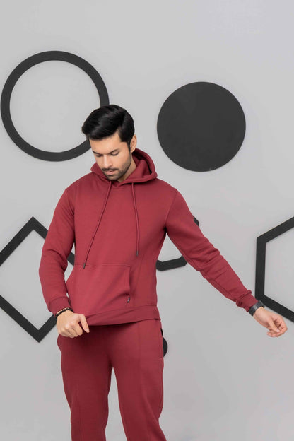 Burgundy Glow Flees Tracksuit - Ghar Mart Pakistan