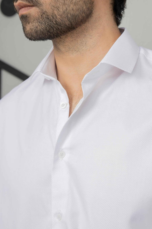 White Self Lining Dress Shirt - Men's Fashion available at Ghar Mart Pakistan