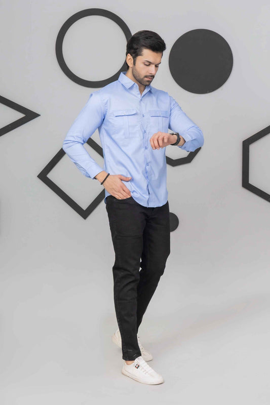 Sky Blue Casual Shirt - Men's Fashion available at Ghar Mart Pakistan