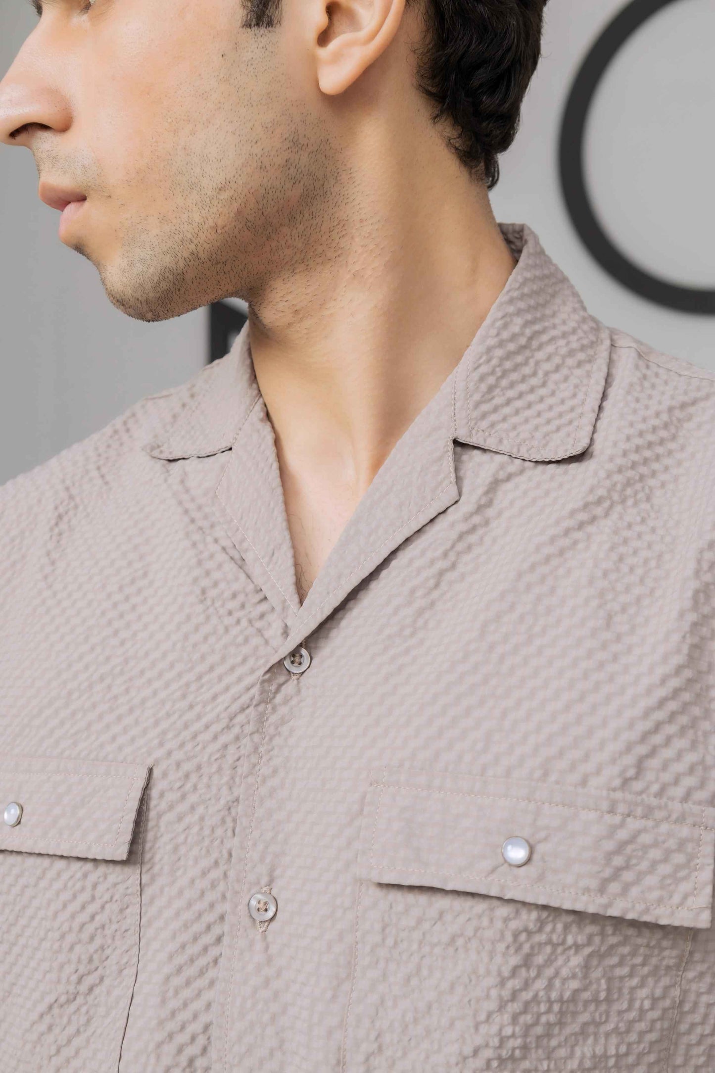 Light Beige Casual Bubble Shirt - Men's Fashion available at Ghar Mart Pakistan