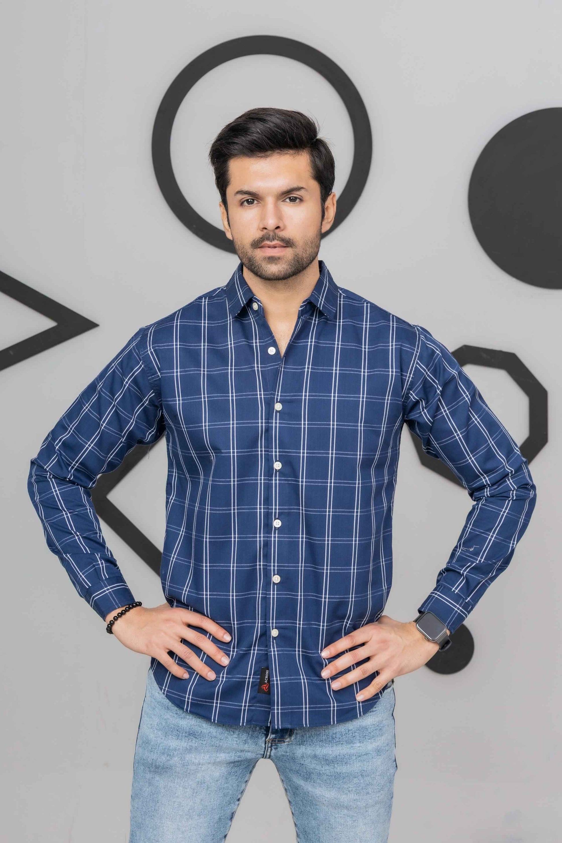 Blue Check Shirt - Men's Fashion available at Ghar Mart Pakistan