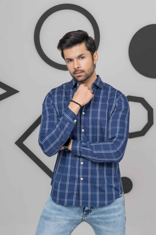 Blue Check Shirt - Men's Fashion available at Ghar Mart Pakistan