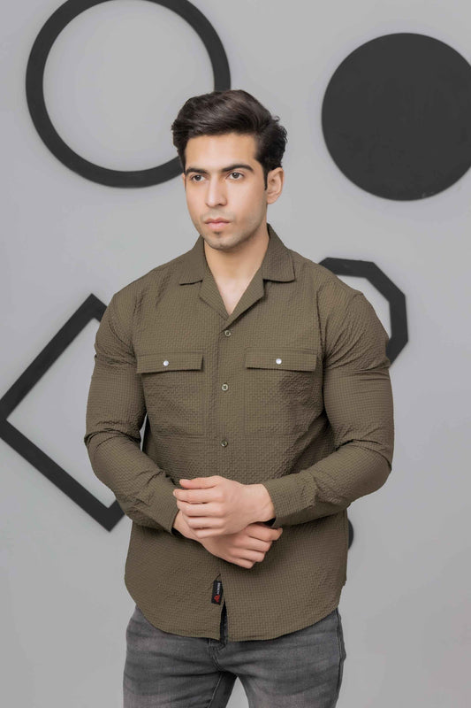 Green Casual Bubble Shirt - Men's Fashion available at Ghar Mart Pakistan