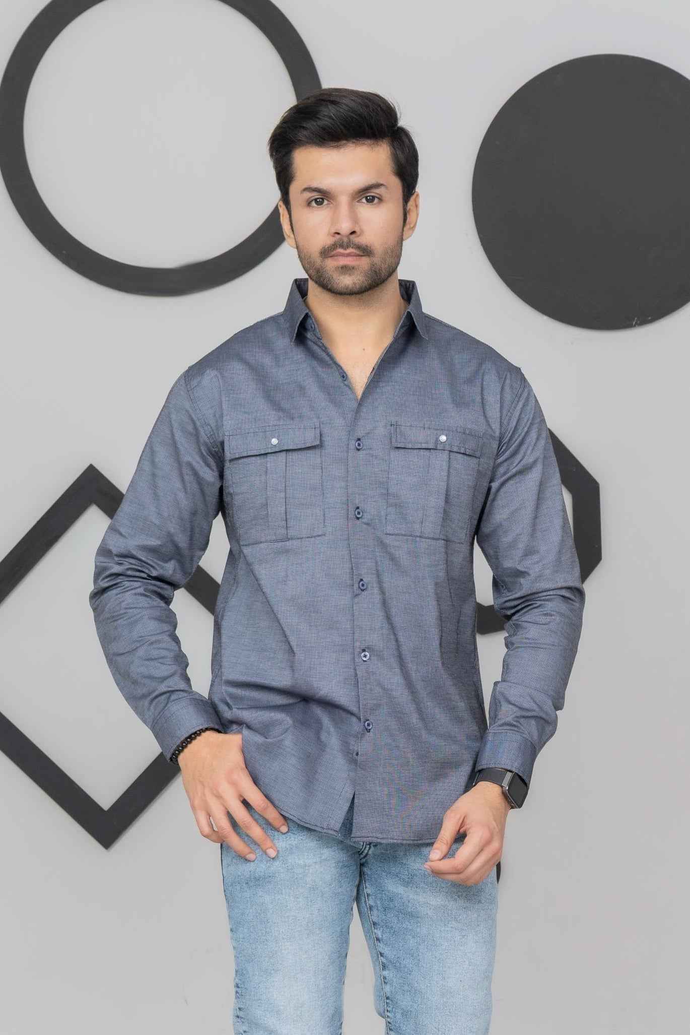 bluesh Grey Casual Shirt - Men's Fashion available at Ghar Mart Pakistan