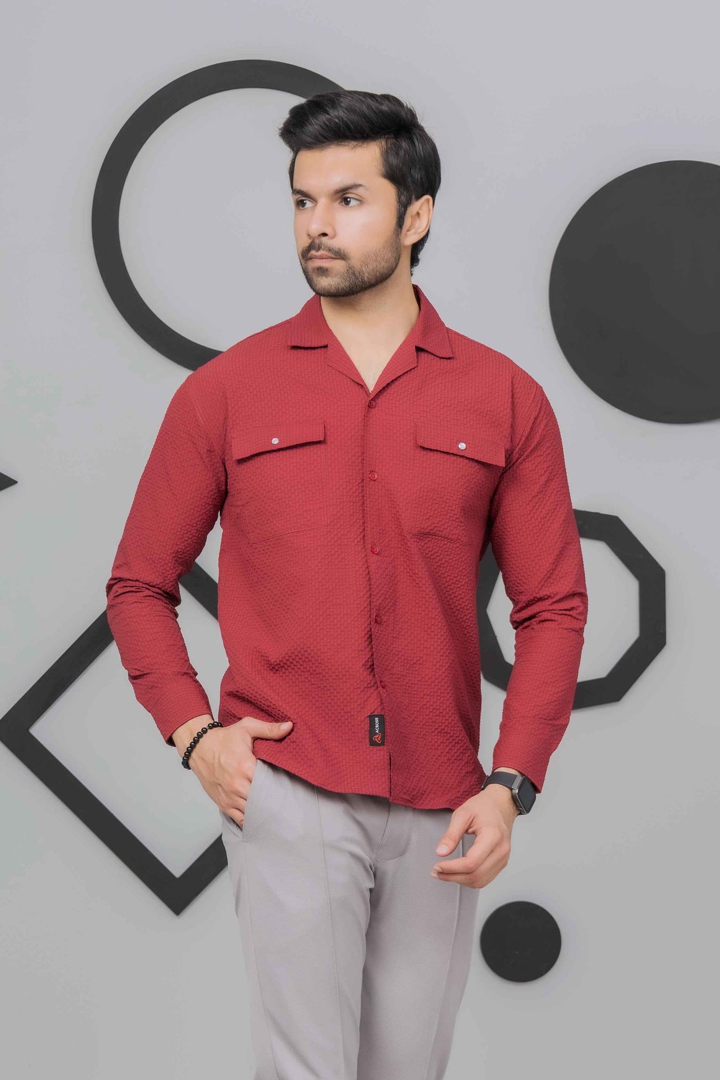 Bright Maroon Bubble Shirt - Men's Fashion available at Ghar Mart Pakistan