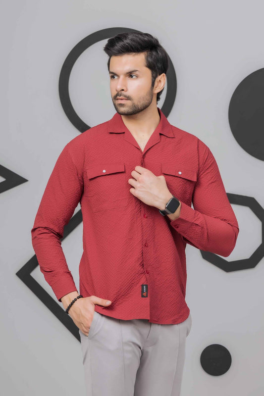 Bright Maroon Bubble Shirt - Men's Fashion available at Ghar Mart Pakistan