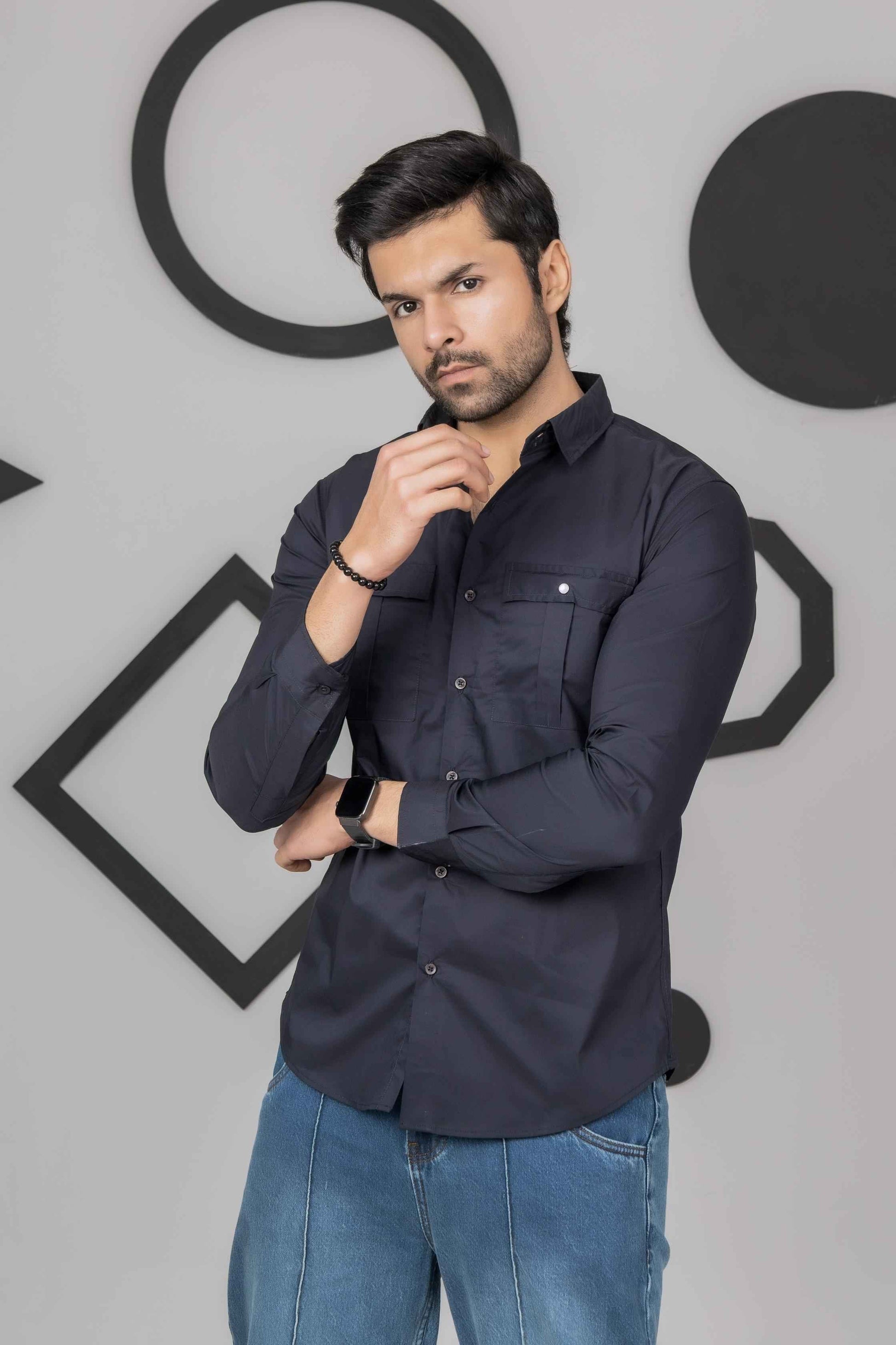 Black cotton Casual Shirt - Men's Fashion available at Ghar Mart Pakistan