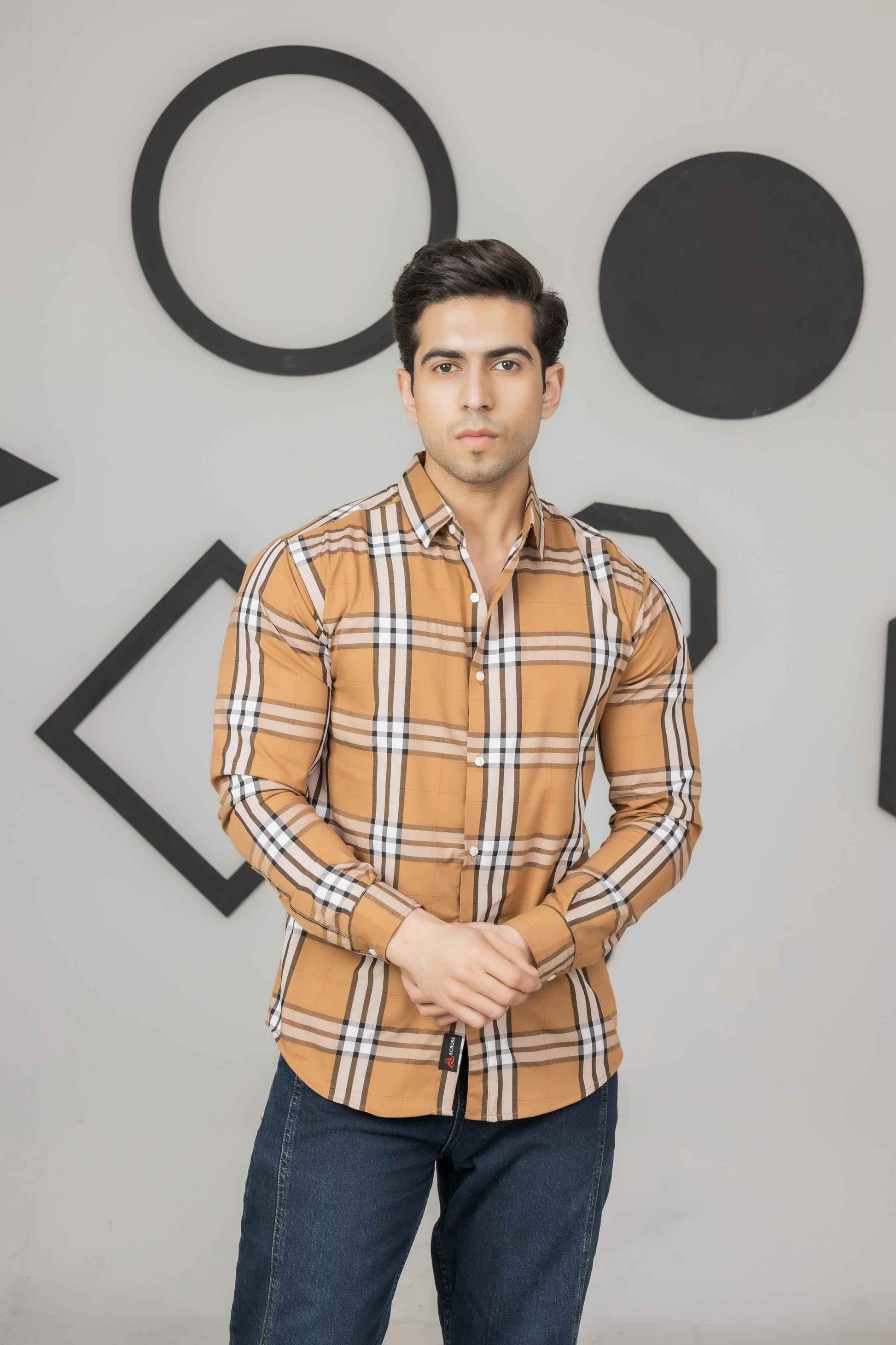Mustard Check Shirt - Men's Fashion available at Ghar Mart Pakistan