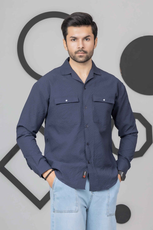 Navy Blue Bubble Shirt - Men's Fashion available at Ghar Mart Pakistan