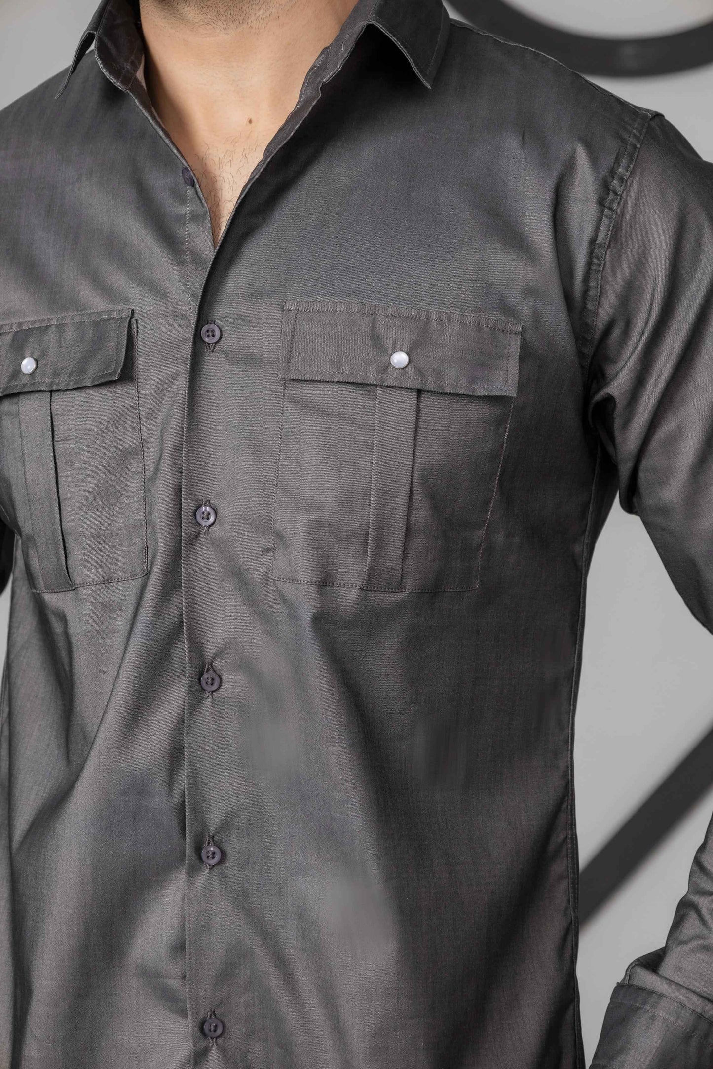 charcoal Grey Casual Shirt - Men's Fashion available at Ghar Mart Pakistan
