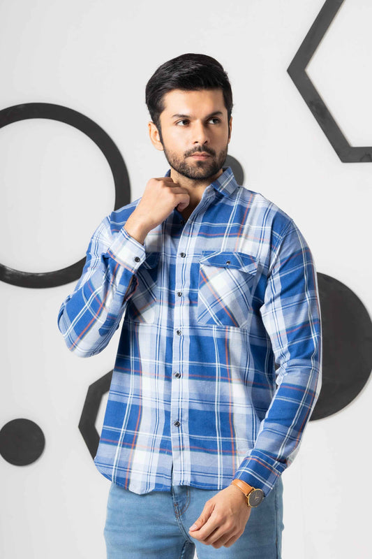Phoenix Sky White Check Shirt - Ghar Mart Pakistan