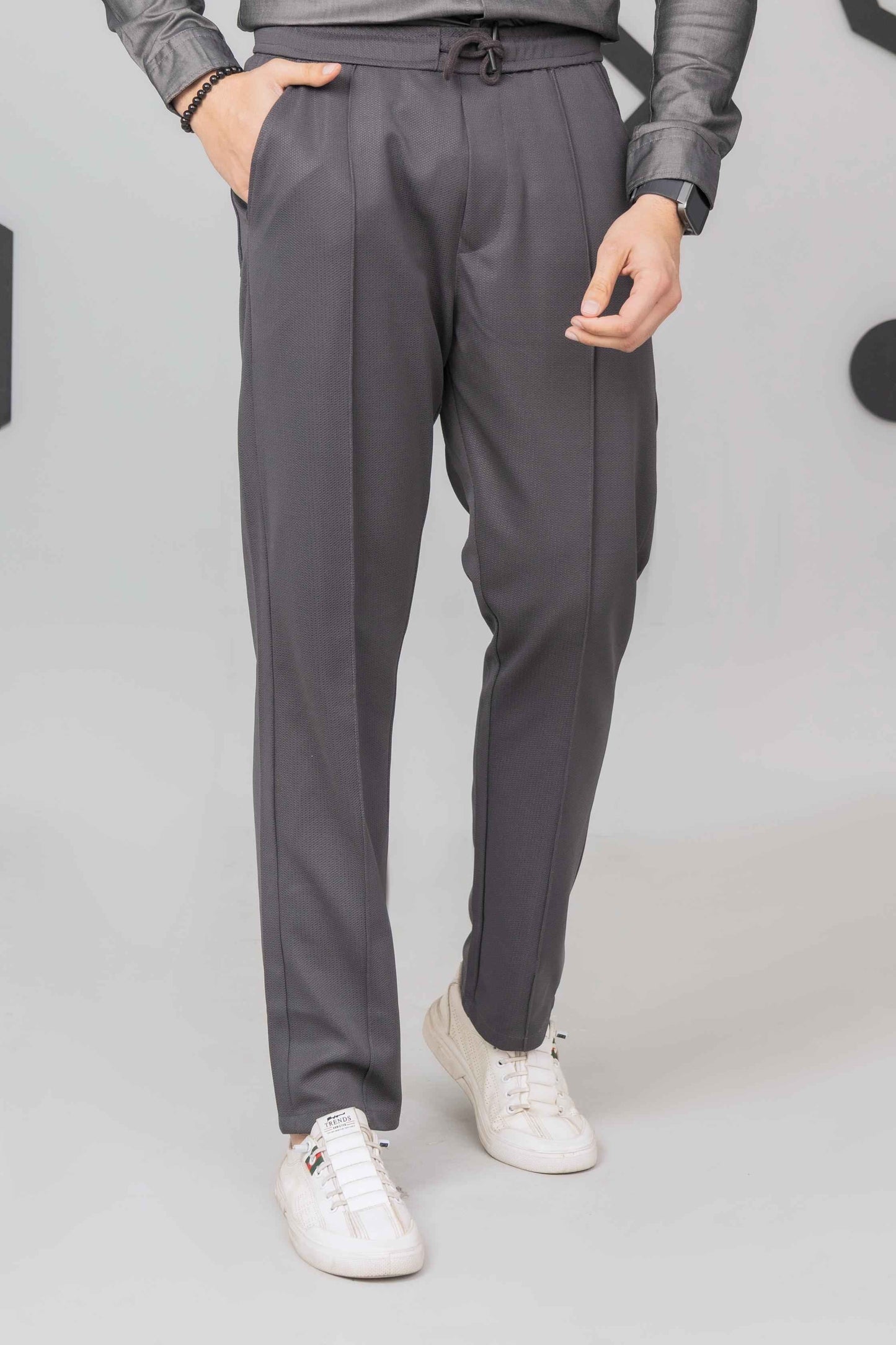 Grey Front Plated Trouser - Men's Fashion available at Ghar Mart Pakistan