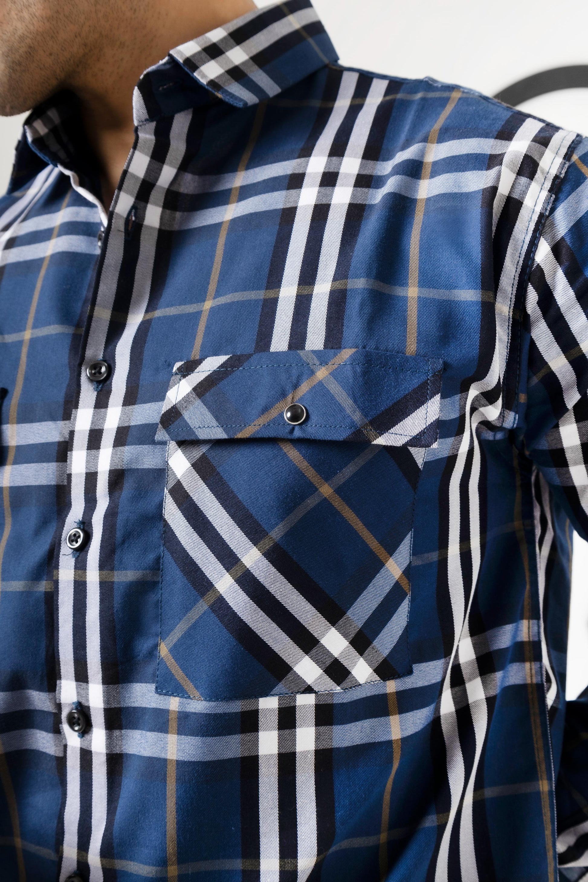 Saphire Blue Check Shirt - Ghar Mart Pakistan