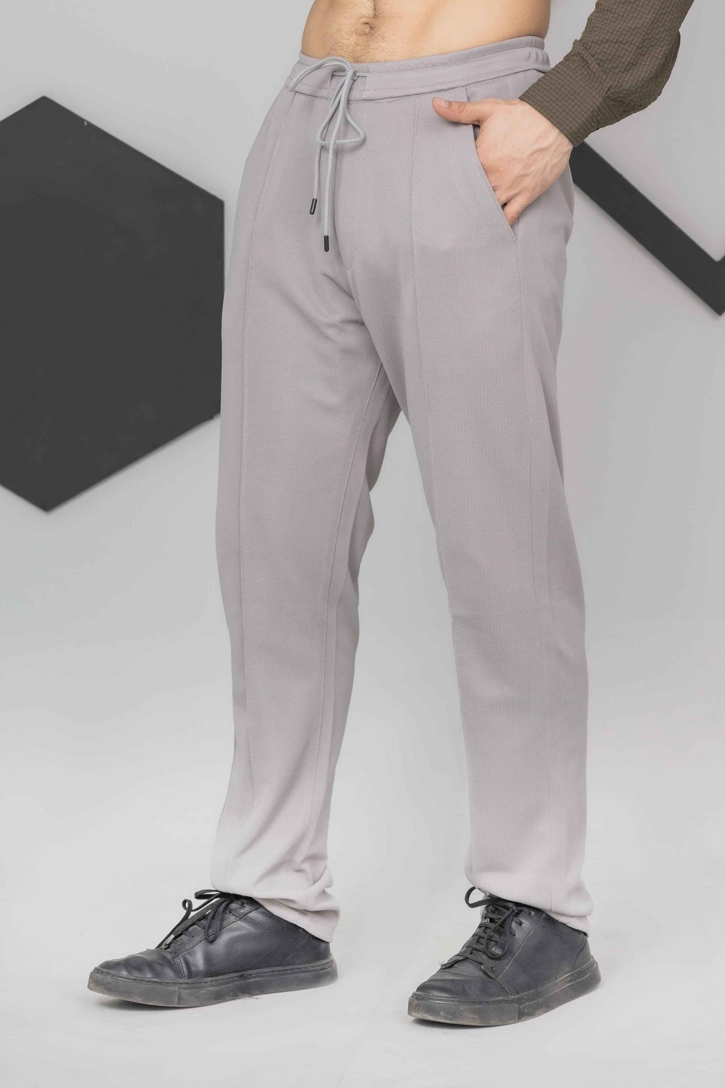 Light Grey Front Plated Trouser - Men's Fashion available at Ghar Mart Pakistan